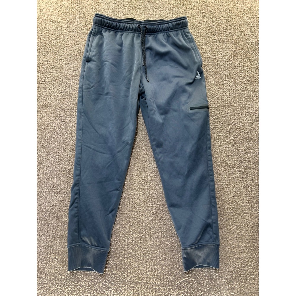 Reebok Mens Fleece Joggers Charcoal Gray Athletic Sweatpants Size Large L